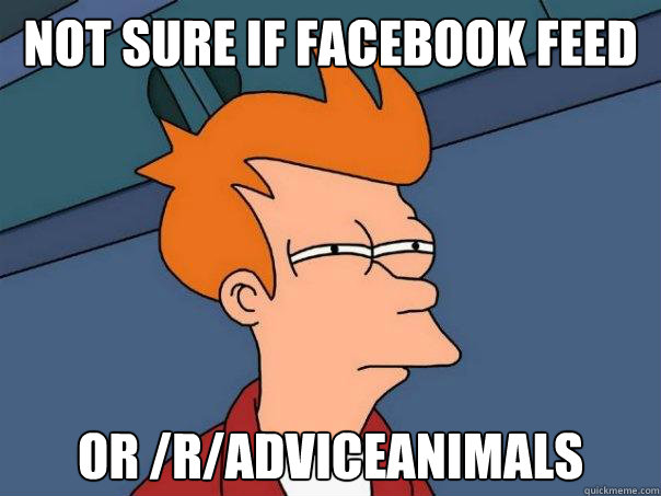 Not sure if facebook feed or /r/adviceanimals  Futurama Fry