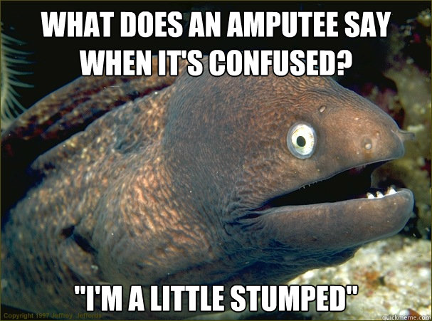 What does an amputee say when it's confused? 