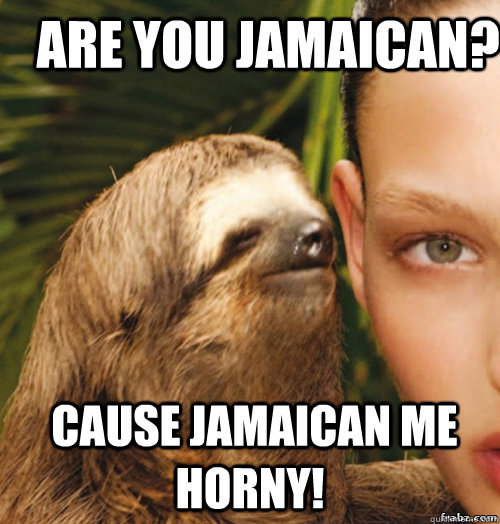  Are you jamaican?  Cause Jamaican me horny!  rape sloth