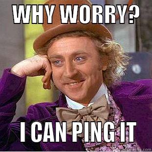 WHY WORRY? -    WHY WORRY?       I CAN PING IT  Condescending Wonka