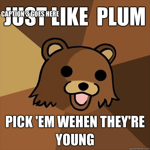 Just LIke  plum Pick 'em wehen they're young Caption 3 goes here  Pedobear