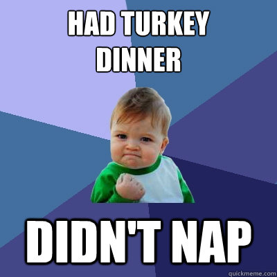 Had turkey 
dinner didn't nap - Had turkey 
dinner didn't nap  Success Kid