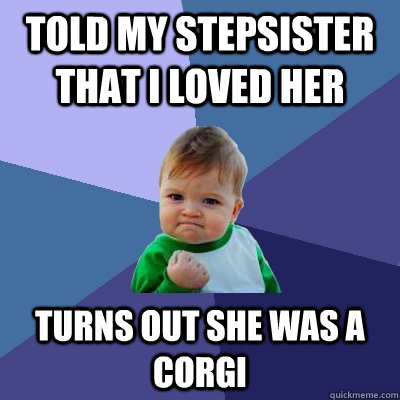 Told my stepsister that I loved her turns out she was a corgi  Success Kid