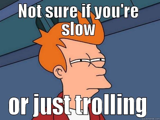 NOT SURE IF YOU'RE SLOW OR JUST TROLLING Futurama Fry