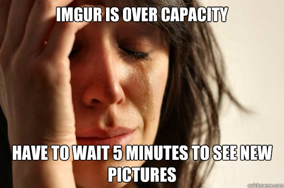 Imgur is over capacity Have to wait 5 minutes to see new pictures  First World Problems