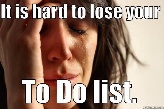 Some things you just need. - IT IS HARD TO LOSE YOUR  TO DO LIST. First World Problems