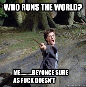 who runs the world? ME..........Beyonce sure as fuck doesn't  Harry potter