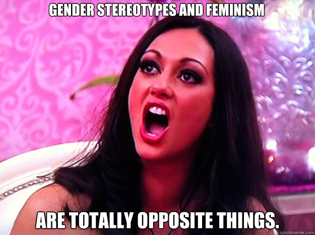 gender stereotypes and feminism  are totally opposite things.  Feminist Nazi