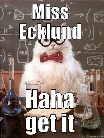 MISS ECKLUND HAHA GET IT Chemistry Cat