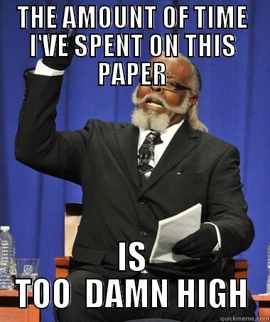 THE AMOUNT OF TIME I'VE SPENT ON THIS PAPER IS TOO  DAMN HIGH The Rent Is Too Damn High