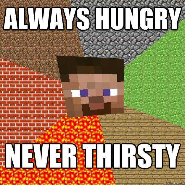 Always hungry Never thirsty  Minecraft