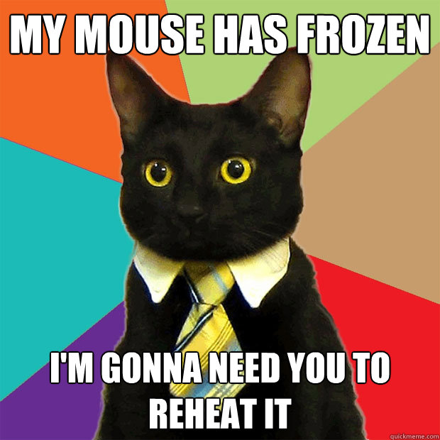 MY MOUSE HAS FROZEN I'M GONNA NEED YOU TO REHEAT IT  Business Cat