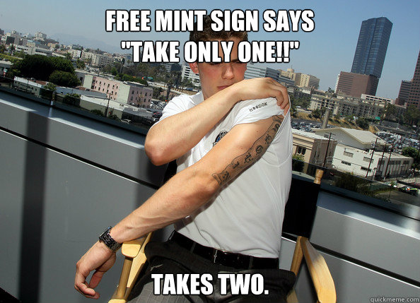 Free mint sign says 
