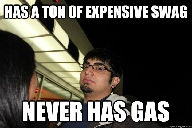 Has a ton of expensive swag never has gas  - Has a ton of expensive swag never has gas   Rizzy G