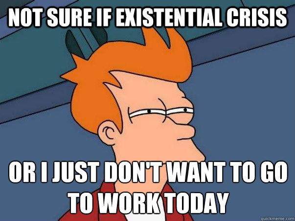 Not sure if existential crisis or I just don't want to go to work today - Not sure if existential crisis or I just don't want to go to work today  Not sure Fry