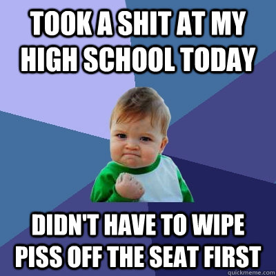 Took a shit at my high school today Didn't have to wipe piss off the seat first  Success Kid