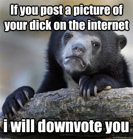 If you post a picture of your dick on the internet i will downvote you  - If you post a picture of your dick on the internet i will downvote you   Confession Bear