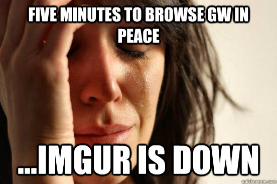 five minutes to browse gw in peace ...imgur is down - five minutes to browse gw in peace ...imgur is down  First World Problems