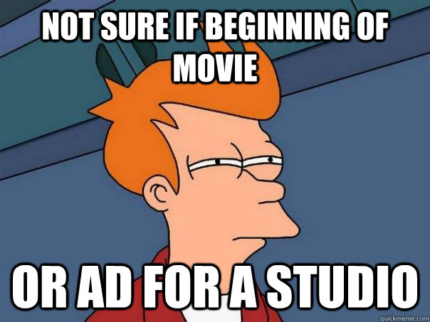 Not sure if beginning of movie or ad for a studio  Futurama Fry