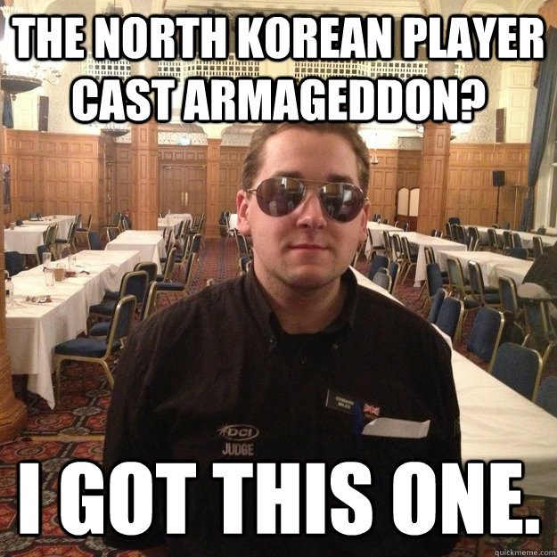 The North Korean player cast Armageddon? I got this one.  - The North Korean player cast Armageddon? I got this one.   Super Cool Judge