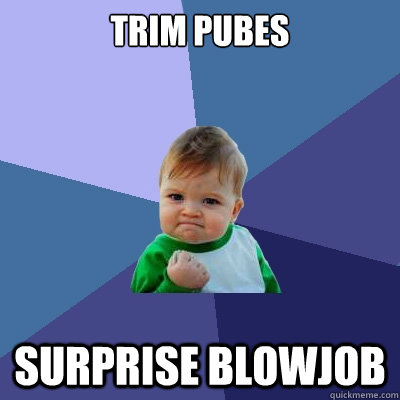 Trim pubes Surprise blowjob  Success Kid