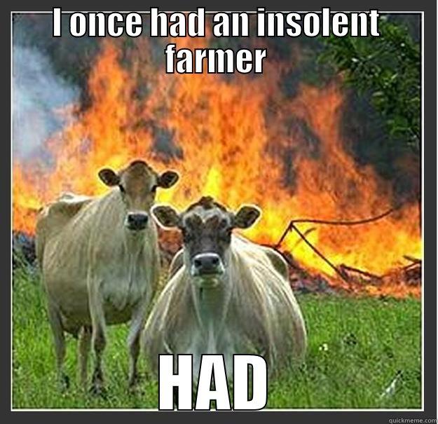 cow probz - I ONCE HAD AN INSOLENT FARMER HAD Evil cows