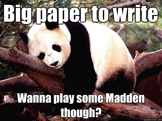 Big paper to write Wanna play some Madden though?  Procrastination Panda