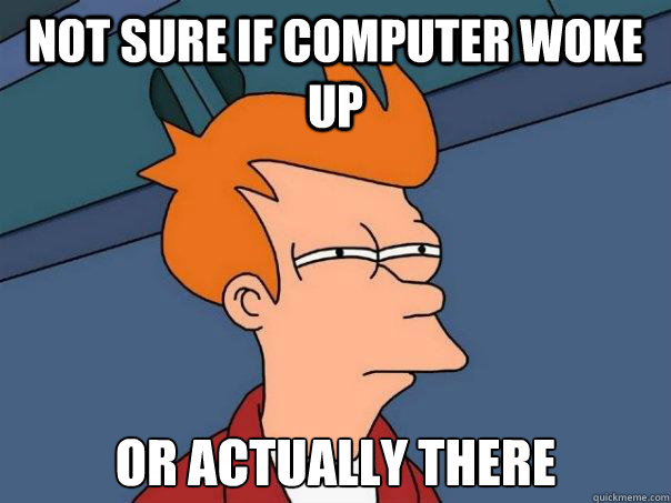 Not sure If computer woke up or actually there  Futurama Fry