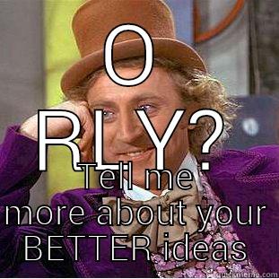 O RLY? TELL ME MORE ABOUT YOUR BETTER IDEAS Condescending Wonka