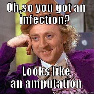 OH,SO YOU GOT AN INFECTION?  LOOKS LIKE AN AMPUTATION Condescending Wonka