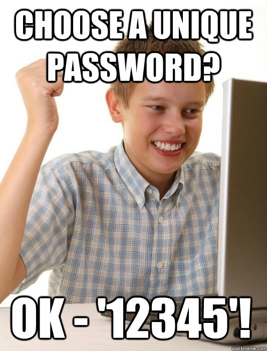 Choose a unique password? OK - '12345'! - Choose a unique password? OK - '12345'!  First Day on the Internet Kid