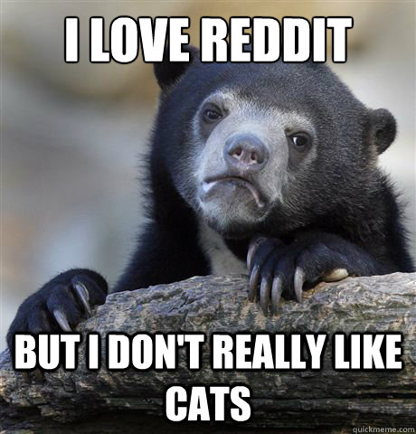 I love reddit But I don't really like cats  Confession Bear