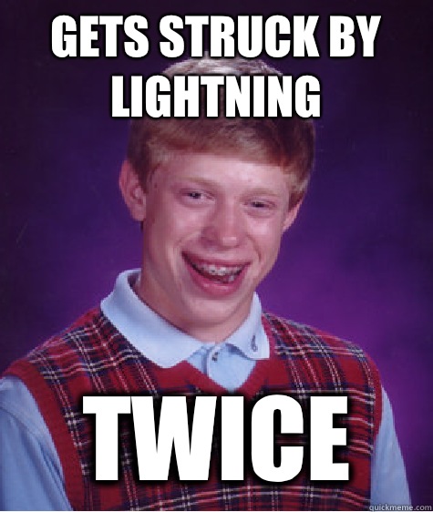 Gets struck by lightning Twice - Gets struck by lightning Twice  Bad Luck Brian