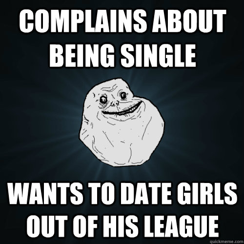 Complains about being single Wants to date girls out of his league  Forever Alone