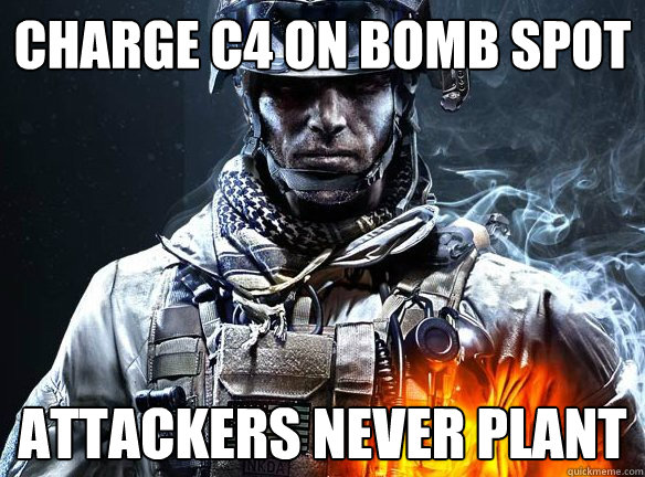 Charge C4 on bomb spot Attackers never plant - Charge C4 on bomb spot Attackers never plant  Battlefield 3