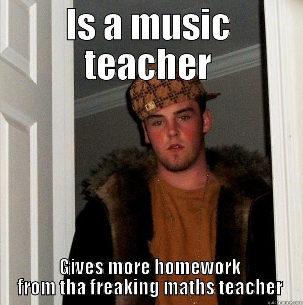 safet ase - IS A MUSIC TEACHER GIVES MORE HOMEWORK FROM THA FREAKING MATHS TEACHER Scumbag Steve