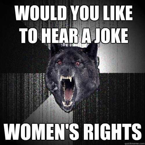 would you like to hear a joke women's rights   Insanity Wolf