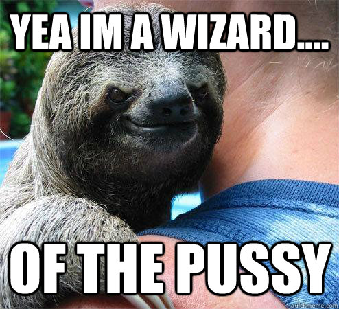 Yea im a wizard.... Of the pussy  Suspiciously Evil Sloth