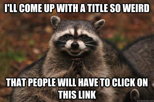 I'll come up with a title so weird that people will have to click on this link  Evil Plotting Raccoon