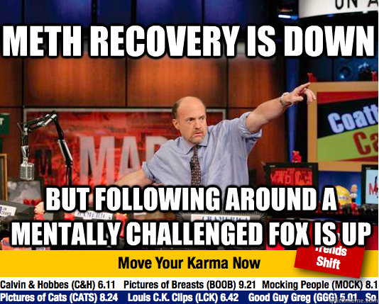 Meth recovery is down But following around a mentally challenged fox is up - Meth recovery is down But following around a mentally challenged fox is up  Mad Karma with Jim Cramer