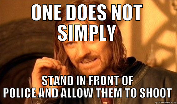 ONE DOES NOT SIMPLY STAND IN FRONT OF POLICE AND ALLOW THEM TO SHOOT One Does Not Simply