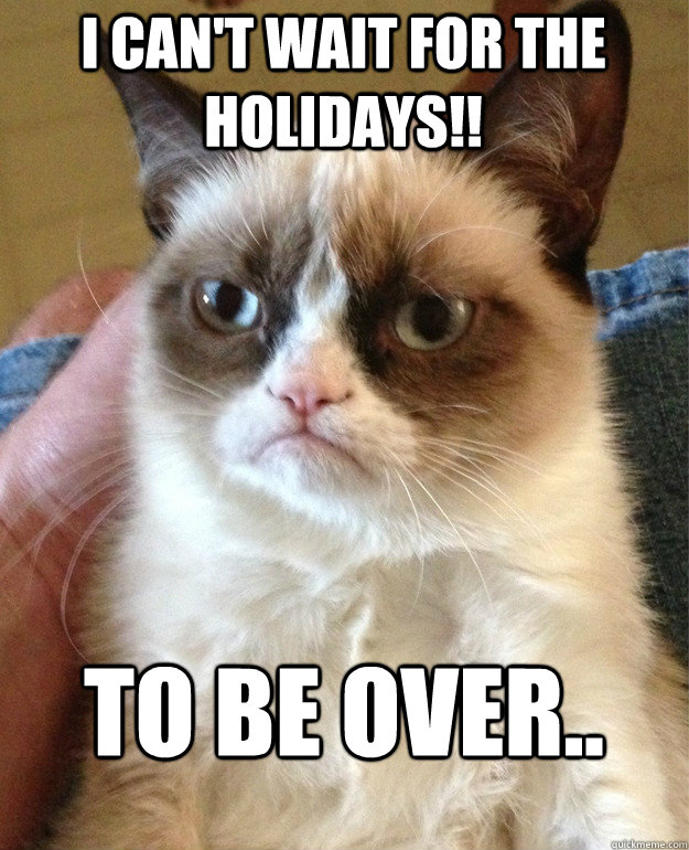 I can't wait for the Holidays!! to be over..  Grumpy Cat