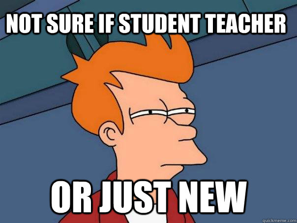 Not sure if student teacher or just new  Futurama Fry