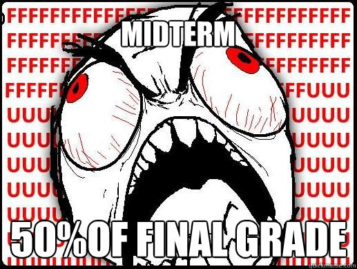 50%of final grade MIDTERM  rage guy tuition