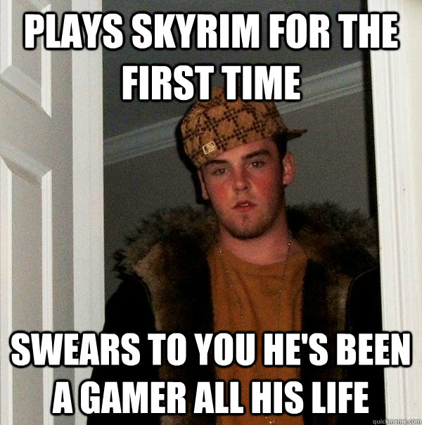 Plays skyrim for the first time swears to you he's been a gamer all his life  Scumbag Steve