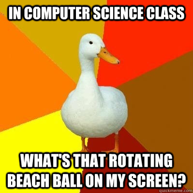 in Computer Science Class What's that rotating beach ball on my screen?  Tech Impaired Duck