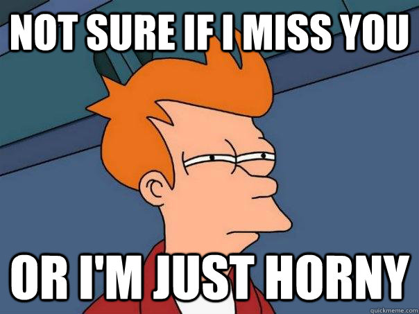 Not sure if I miss you Or I'm just horny  Futurama Fry