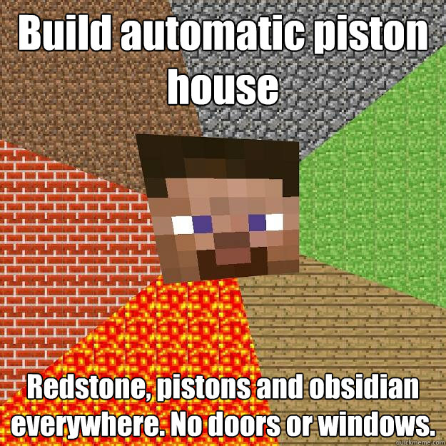 Build Automatic Piston House Redstone Pistons And Obsidian