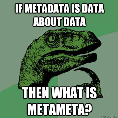 if metadata is data about data then what is metameta?  Philosoraptor