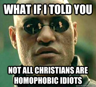 What if I told you Not all christians are homophobic idiots  What if I told you